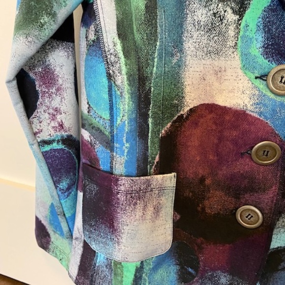 Simply Art by Dolcezza sz S blazer jacket mid-length multicolour blues - Picture 12 of 16